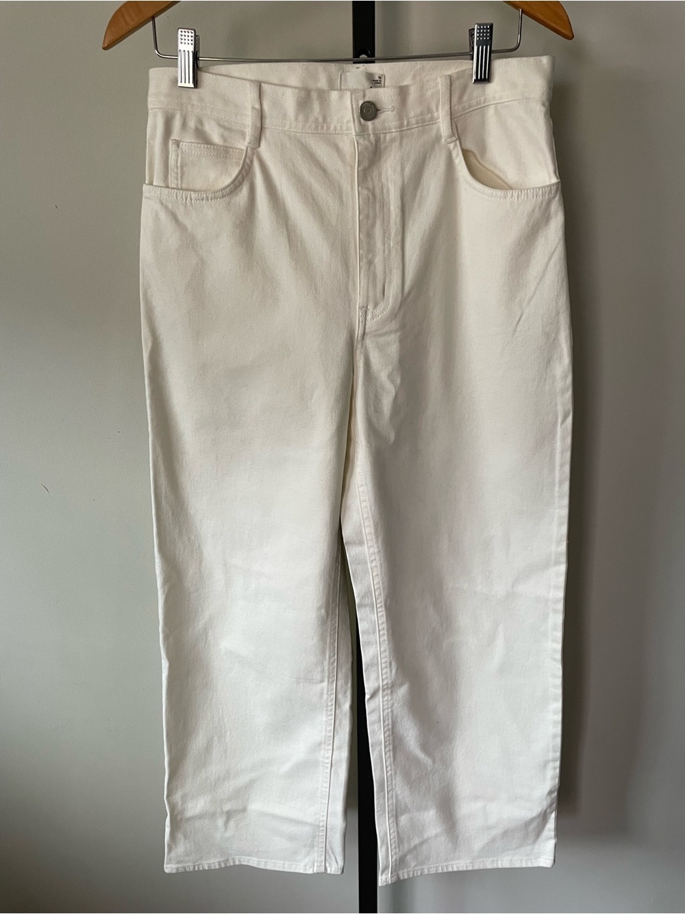 NEW Wilfred Free High Rise Straight Leg Denim Jeans White Cropped Size 10 NWOT